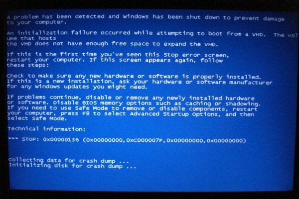 Blue screen boot from VHD 0x00000136